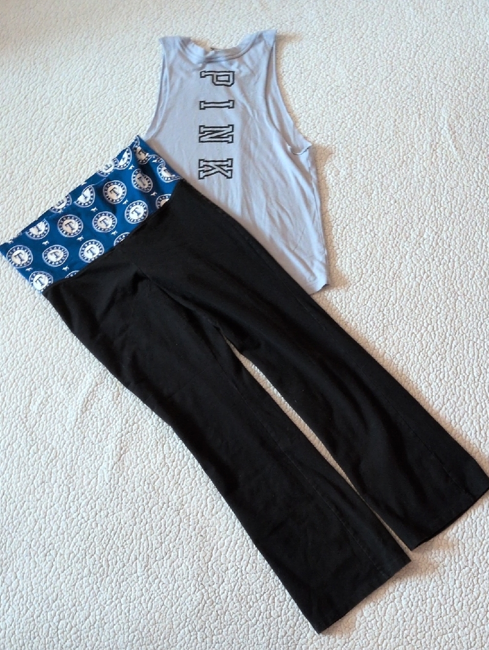 Victoria's Secret Pink Texas Rangers Foldover Bootcut Yoga Pants Tank Top Set